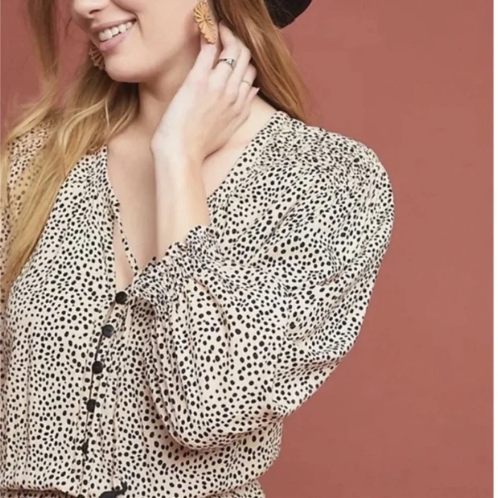Anthropologie Beachgold Chelsea Romper Animal Print Tan/Black Spot Boho Sz XS - Picture 3 of 10